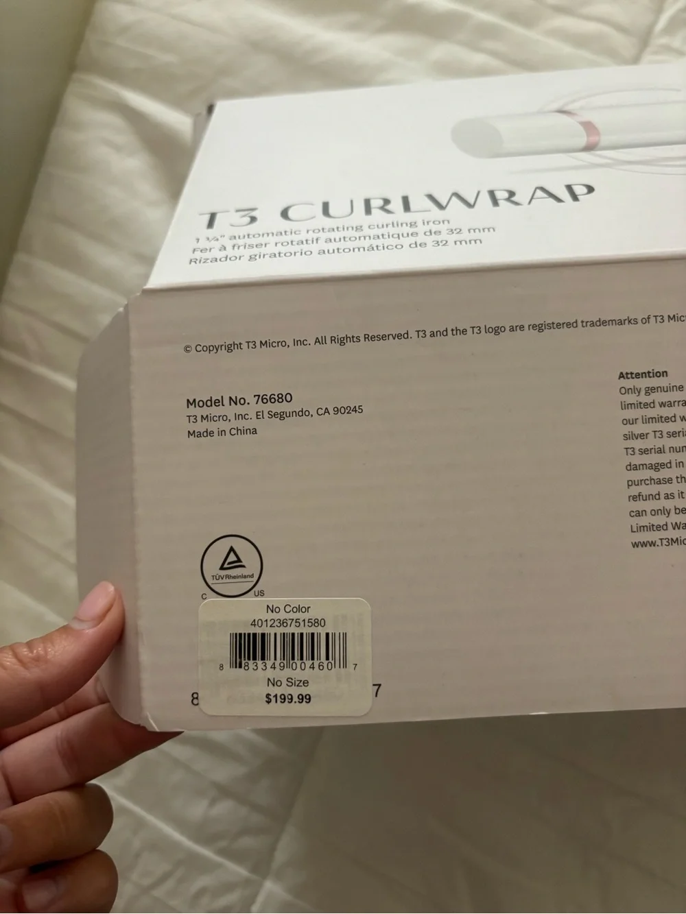 T3 White and Rose Gold Curling Iron 1 1/4”